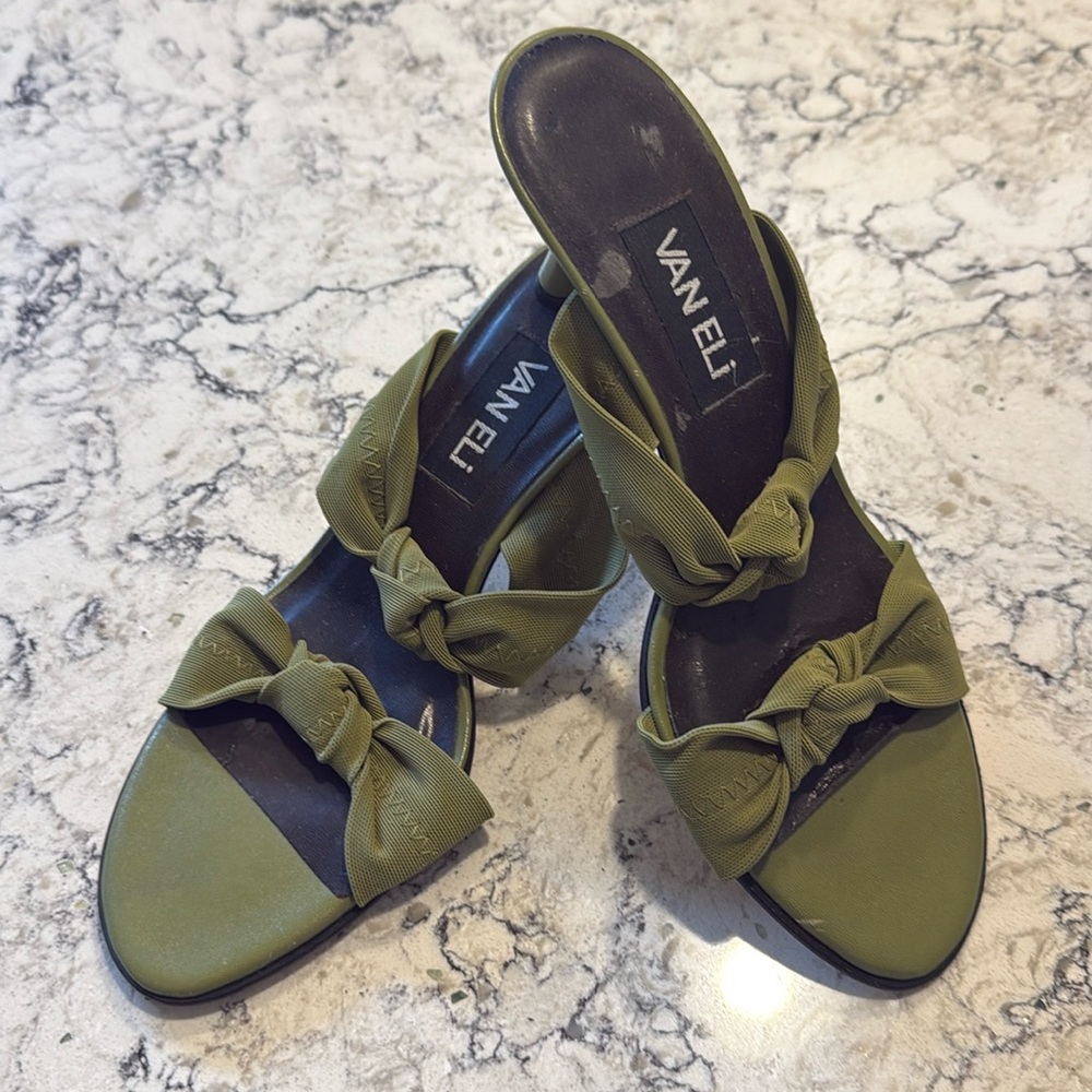 Olive green kitten heels